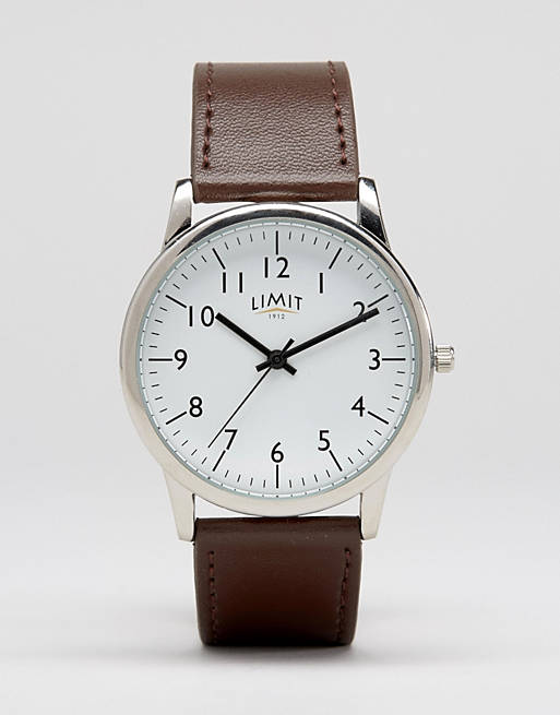Limit Leather Watch In Brown Exclusive To ASOS