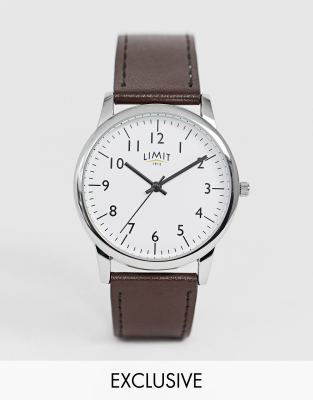 Limit Leather Watch In Brown Exclusive To Asos