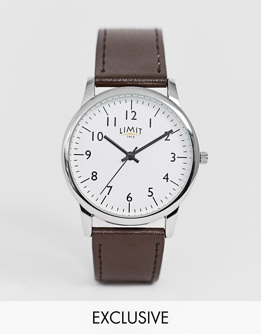 Limit Leather Watch In Brown Exclusive To ASOS