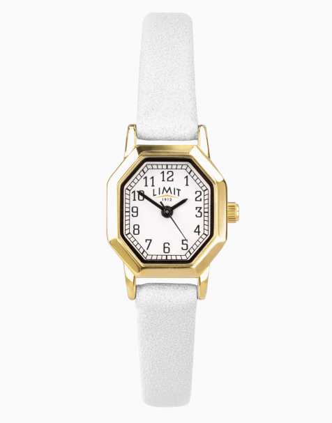 Limit Limit 22mm octagonal gold watch in white - view 1