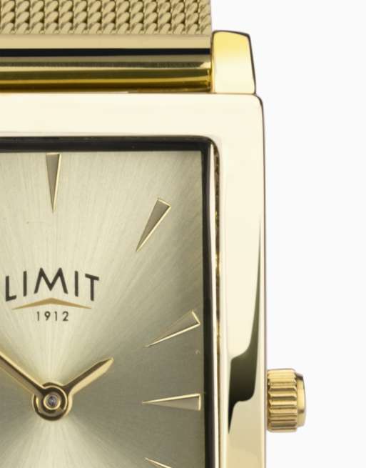 Limit Limit 23mm rectangular gold watch in champagne, 4 of 4