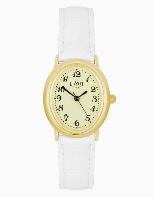 Limit Limit 27mm oval gold watch in cream