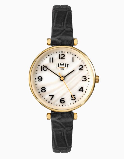 Limit Limit 30mm round gold watch in white