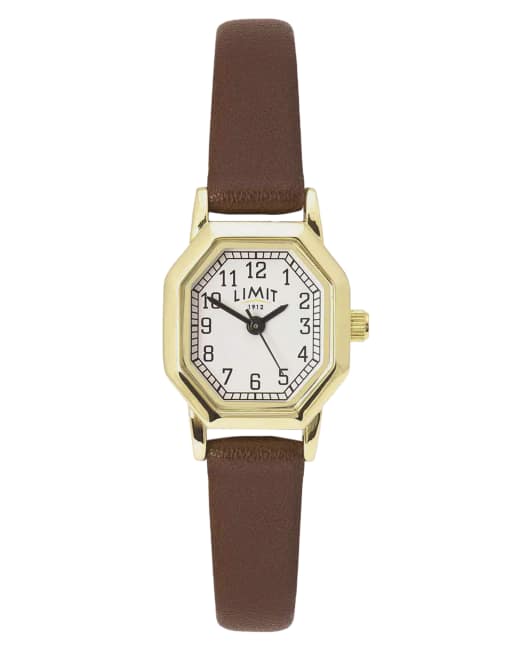 Limit Limit classic 20mm octagonal gold watch in white
