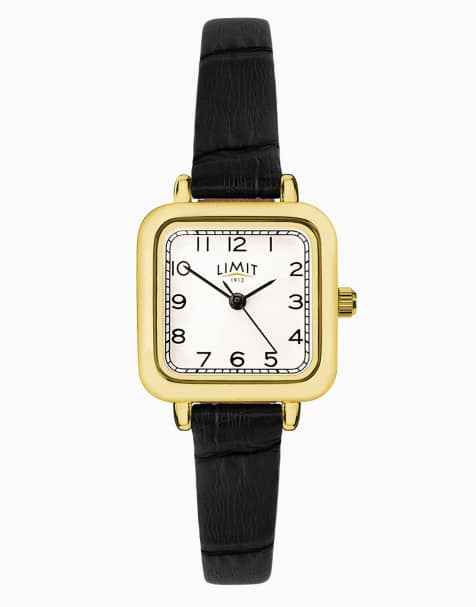 Limit Limit classic 23mm square gold watch in black - view 1