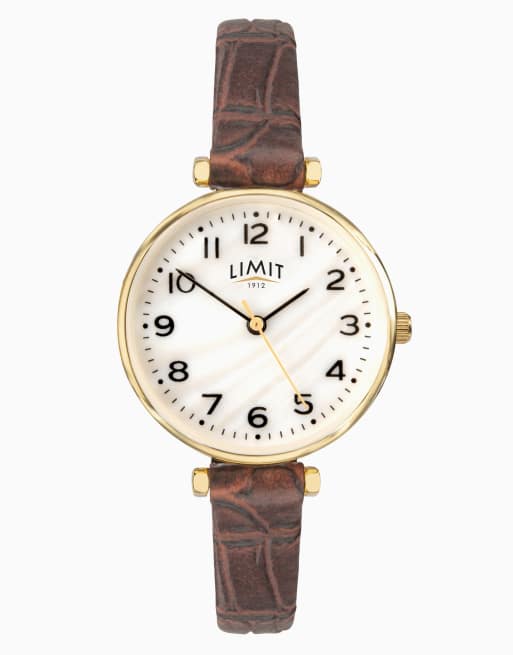 Limit Limit classic 30mm round gold watch in white