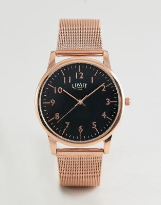 Limit mesh stainless steel bracelet watch with dial in rose gold & black