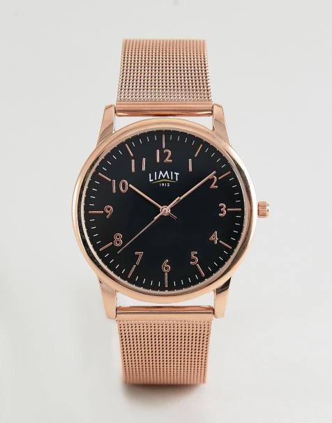 Limit mesh stainless steel bracelet watch with dial in rose gold & black - view 1