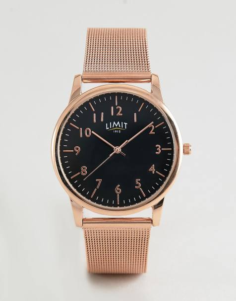 Limit mesh stainless steel bracelet watch with dial in rose gold &amp; black