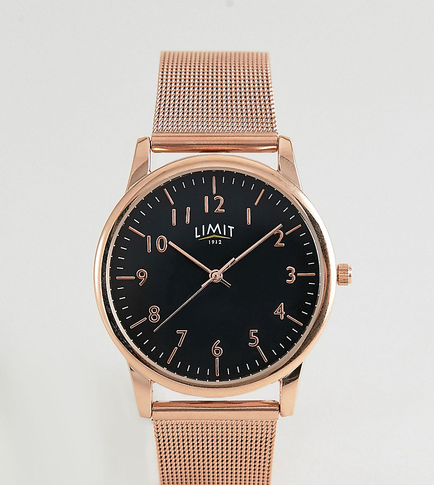 Limit mesh stainless steel bracelet watch with dial in rose gold & black