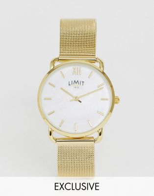 Limit Mesh Watch in Gold 33mm Exclusive to ASOS - ASOS Price Checker