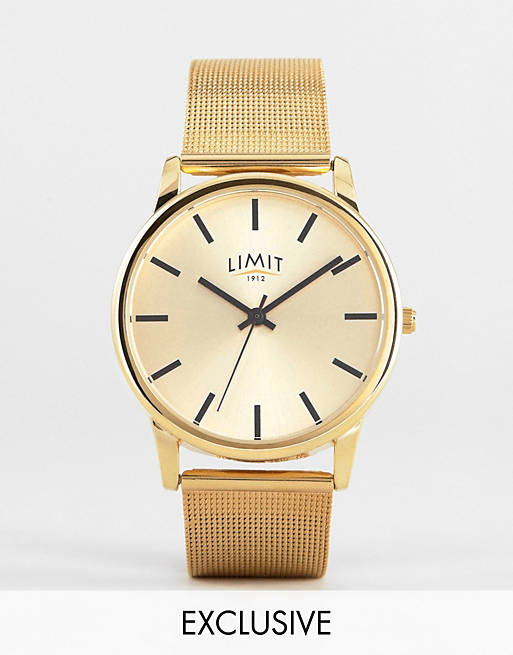 Limit mesh watch in gold exclusive to ASOS