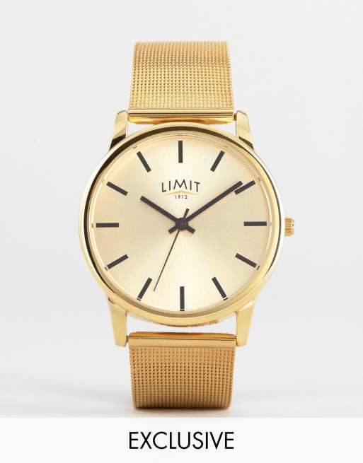 Limit mesh watch in gold exclusive to ASOS | ASOS