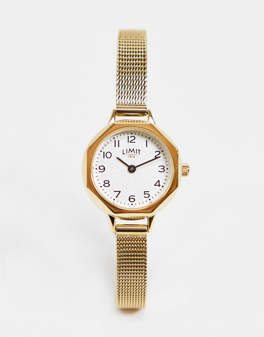 Limit Mesh Watch In Gold With Silver/ White Dial