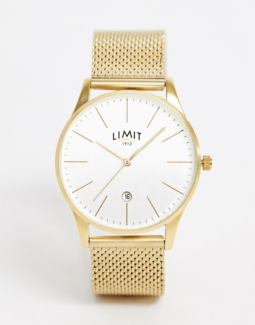 Limit mesh watch in gold with white dial