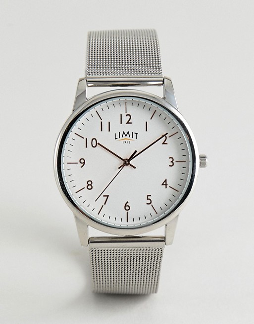 Limit Mesh Watch In Silver Exclusive To ASOS 38mm