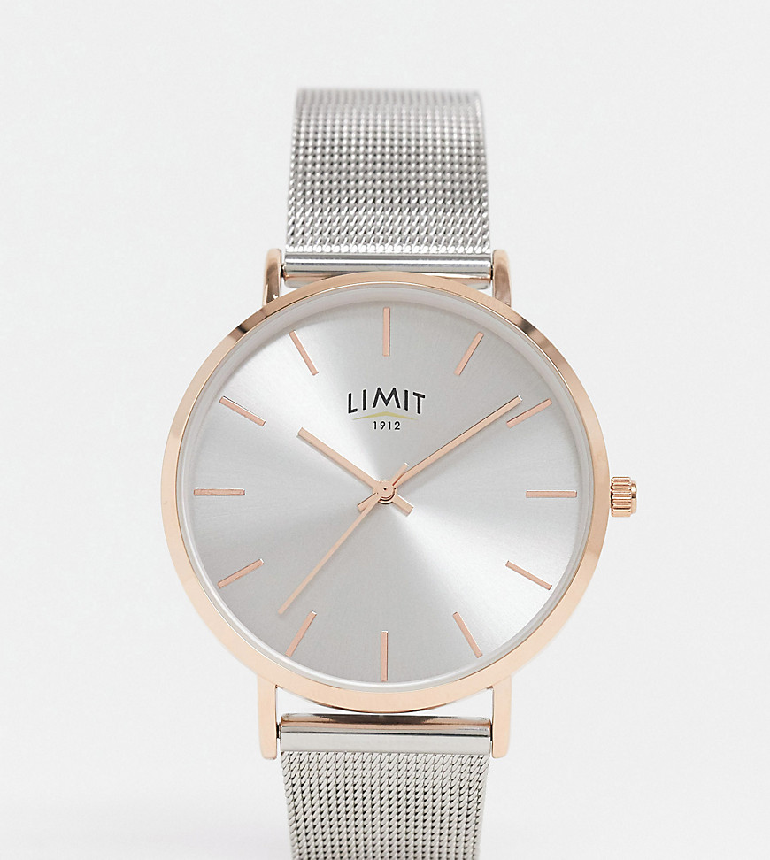 Limit mesh watch in silver with rose gold case