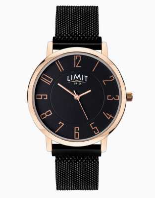 Limit modern 41mm mens round black analogue watch in black