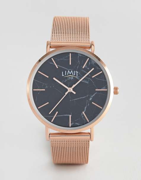 Limit - Montre à bracelet en maille à cadran effet marbré 38 mm -  Or rose - Exclusivité ASOS