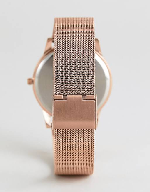 Limit - Montre en acier inoxydable avec bracelet en maille et cadran noir - Or rose , 4 de 4