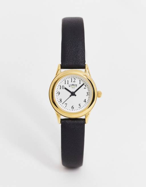 Limit - Montre en similicuir avec cadran blanc - Noir