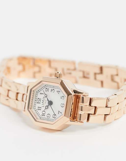 Limit Octagonal bracelet watch in rose gold exclusive to ASOS ASOS
