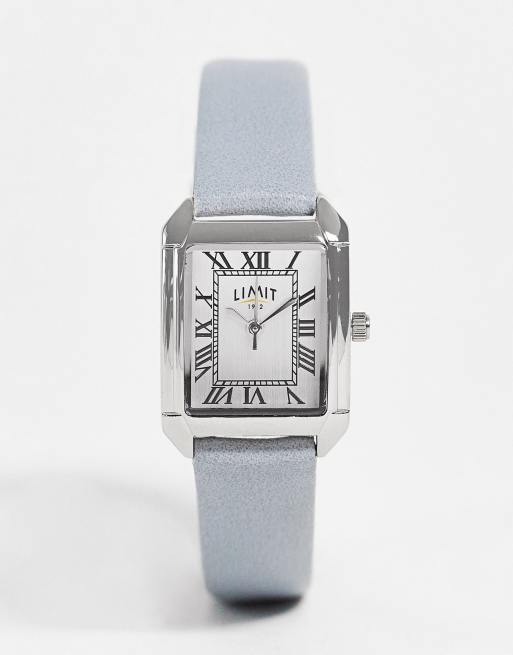 Limit Orologio da donna con cinturino in pelle sintetica con quadrante bianco colore grigio chiaro ASOS