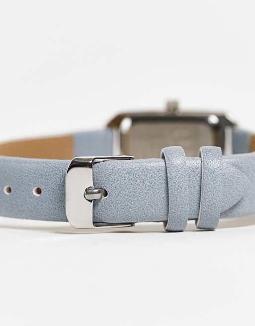 Limit Orologio da donna con cinturino in pelle sintetica con quadrante bianco colore grigio chiaro ASOS