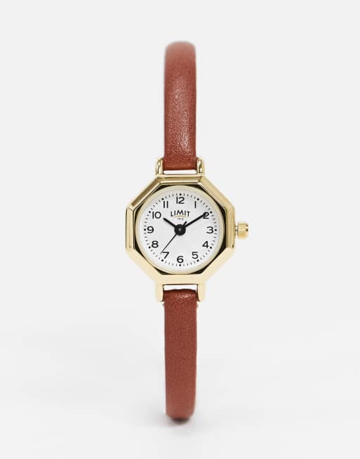 Limit - Orologio marrone in pelle sintetica con quadrante ottagonale