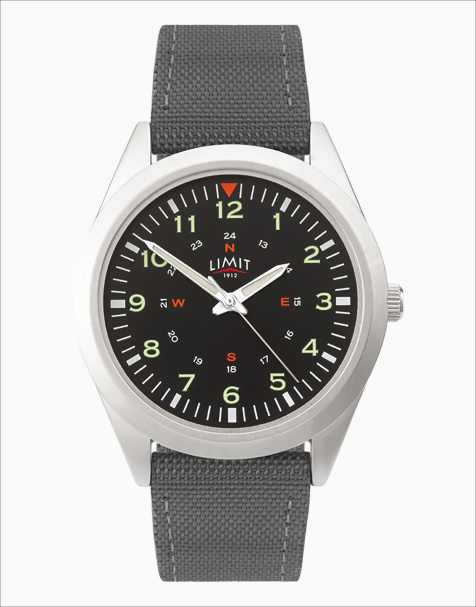 Limit pilot 40mm mens round silver analogue watch in grey - GREY - view 1