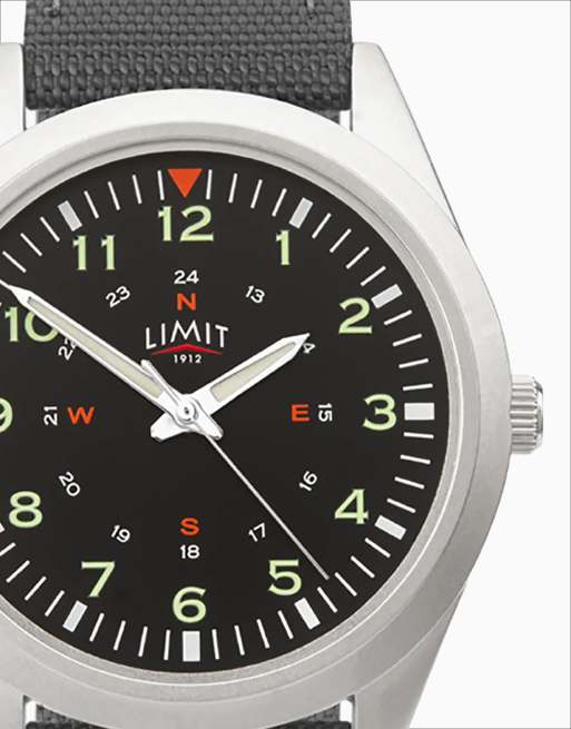 Limit pilot 40mm mens round silver analogue watch in grey - GREY, 4 of 4
