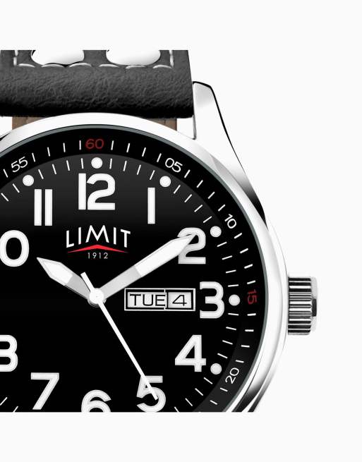Limit pilot 43mm mens round silver analogue watch in black - BLACK, 4 of 4