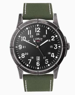 Limit pilot 45mm mens round black analogue watch in black