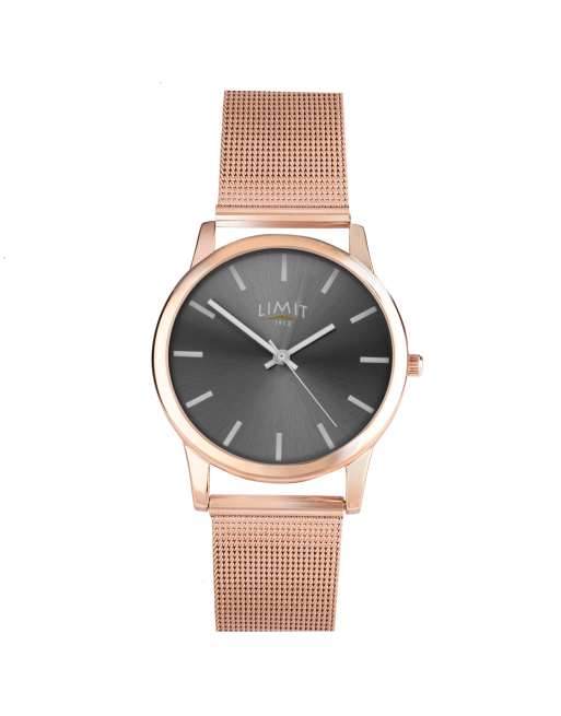  Limit rose gold watch with mesh bracelet and dial in silver white