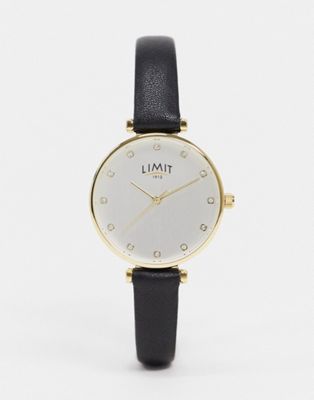 Limit – Schwarze Armbanduhr aus Kunstleder mit silbernem Zifferblatt
