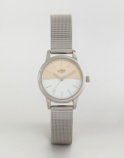 Limit Sunray Mesh Watch In Silver Exclusive To ASOS
