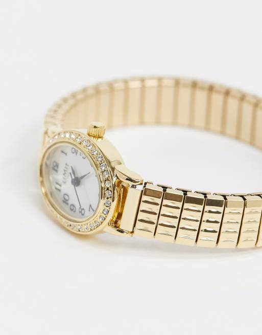 Limit – Uhr mit Stretch-Armband in Gold mit ovalem Zifferblatt, 2 von 4