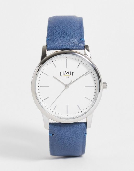  Limit unisex faux leather watch in blue with white dial