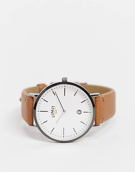 Limit unisex faux leather watch in tan