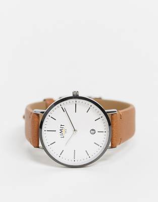 Limit unisex faux leather watch in tan-Brown