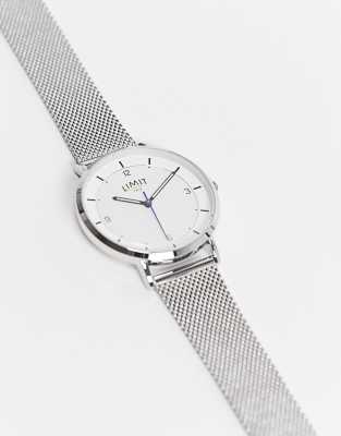 Limit unisex mesh watch in silver φωτογραφία