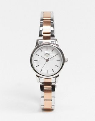 Limit womens mixed metal bracelet watch with faux MOP dial - ASOS Price Checker