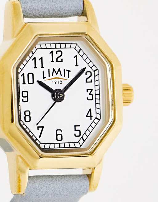 Limit womens octagon faux leather watch in blue Exclusive to ASOS