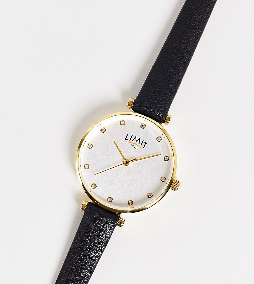 Limit Womens Round Faux Leather Watch In Black Exclusive To Asos