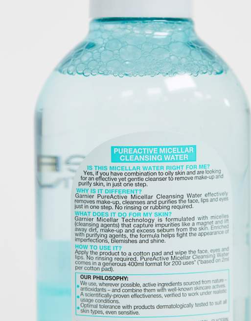 Limpiador de agua micelar facial para piel grasa de 400 ml Pure Active de Garnier, 4 de 4