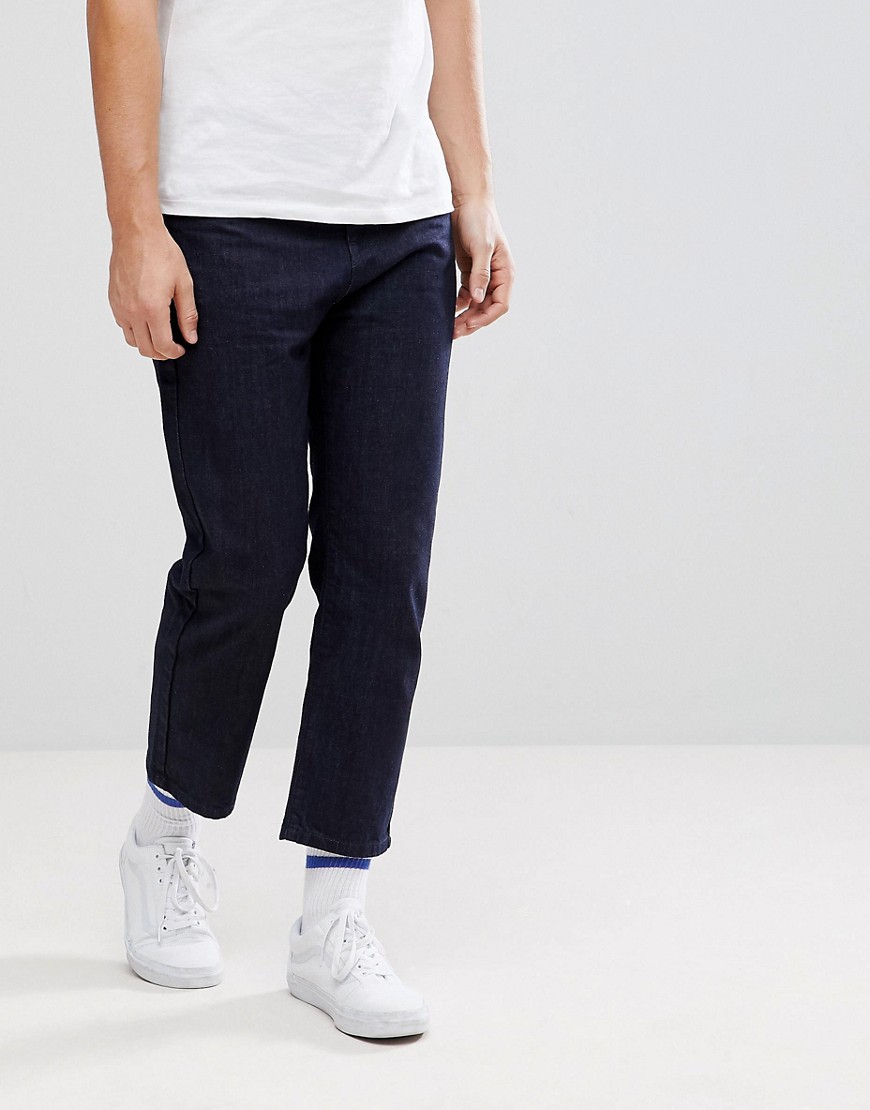 Lindbergh – Indigofarvede cropped jeans i rå vask-Marineblå
