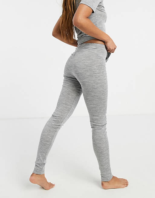 Lindex 100% merino wool base layer t-shirt and legging set in grey