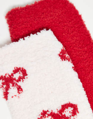 Lindex 2 Pack Super Soft Cozy Socks In Red