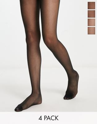 Lindex 20 Denier Matt Tights In Black 4 Pack - Black