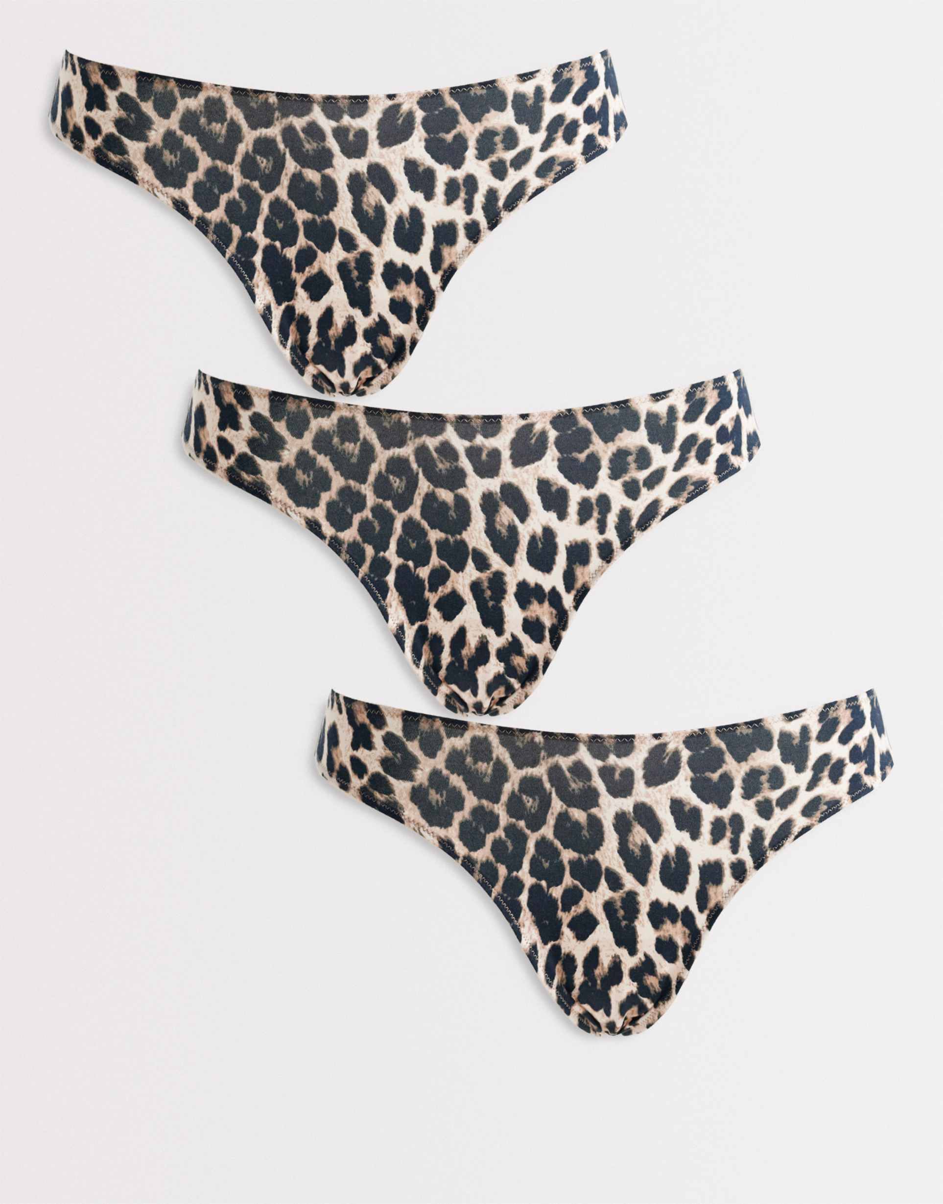 lindex 3 pack cotton thongs in leopard print